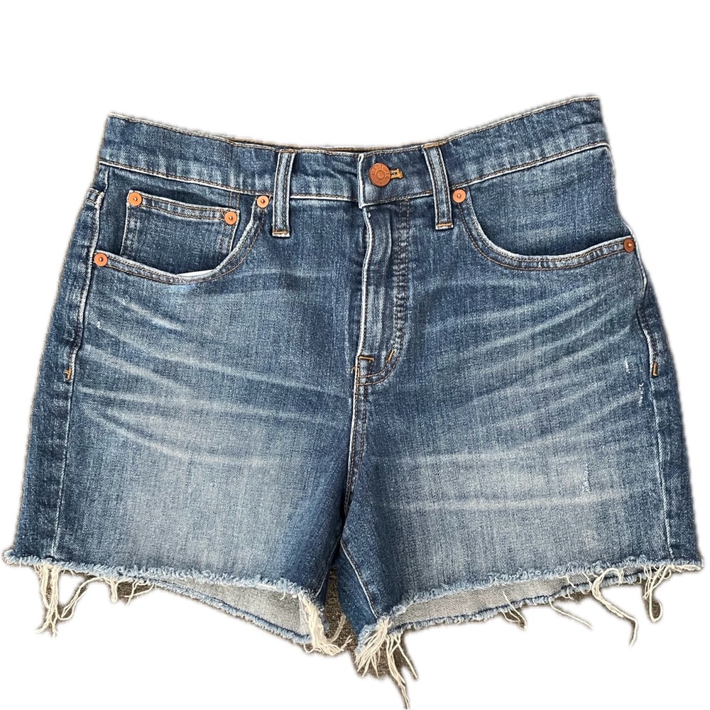 Madewell Shorts Raw Edge Frayed Denim Shorts Size 27 Cut Off Medium Wash EUC